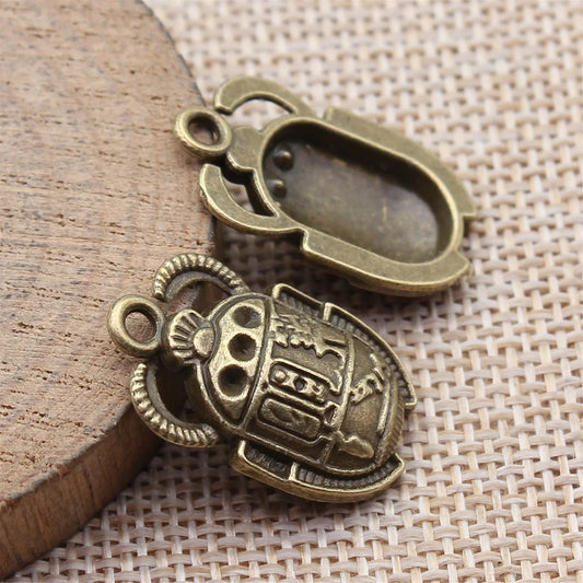 Ancient Egyptian Scarab Charms – Pack of 10 Zinc Alloy Pendants (25x16mm)