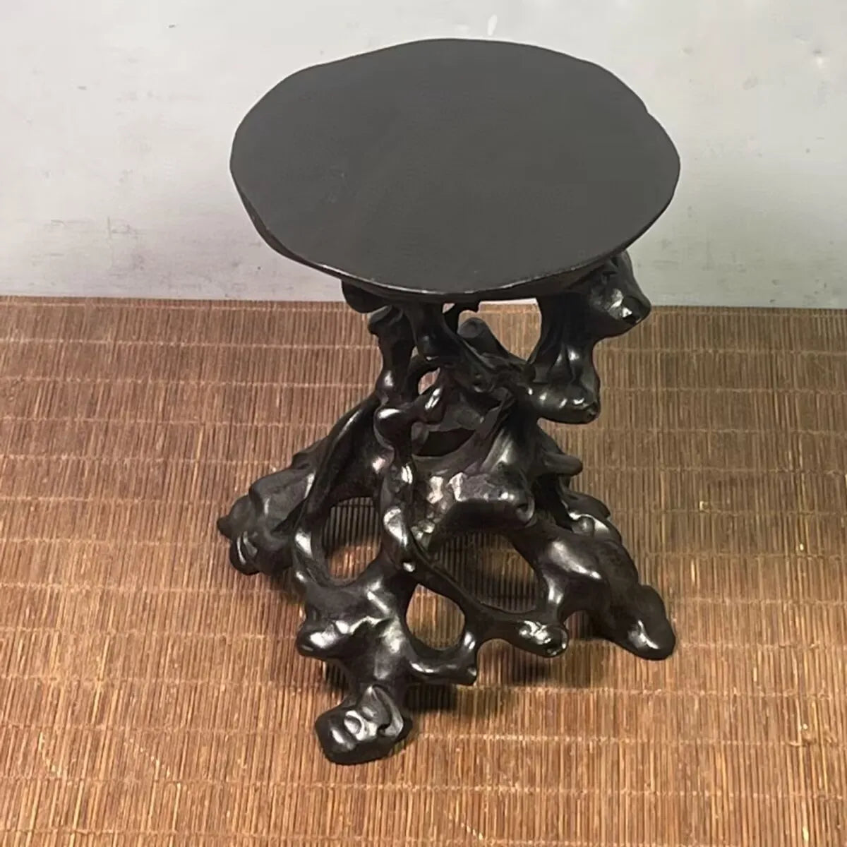 Antique Ebony Wood Display Stand Base — For Miniatures, Vases & Figurines