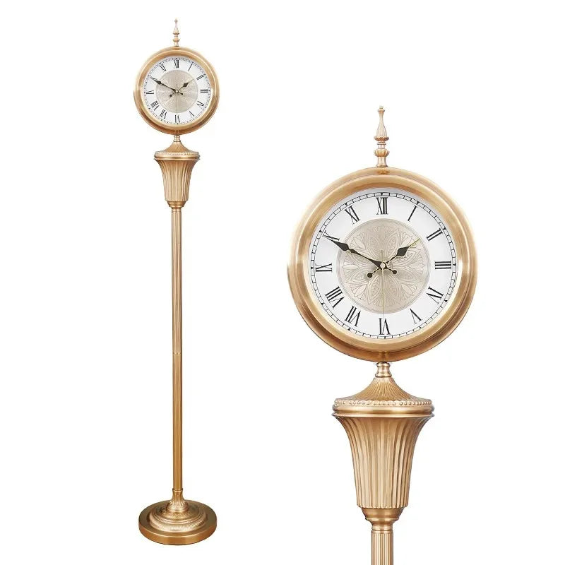 Antique Style Silent Floor Clock — Retro European Standing Clock for Living Room