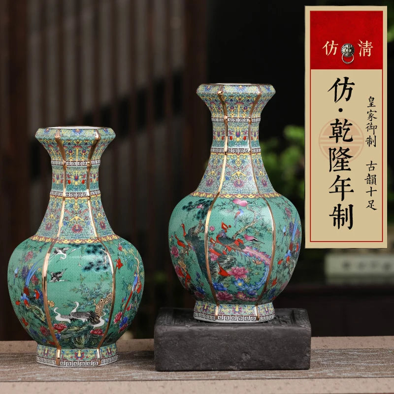 Jingdezhen Enamel Porcelain Square Vase – Chinese Collectible Decorative Piece