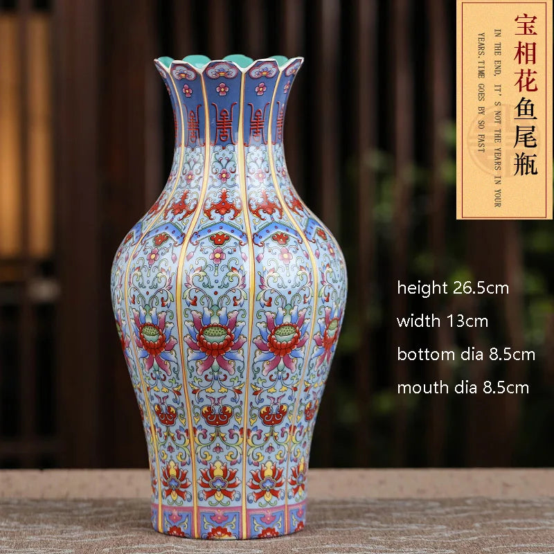Jingdezhen Enamel Porcelain Square Vase – Chinese Collectible Decorative Piece