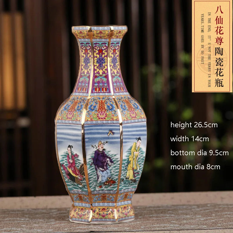 Jingdezhen Enamel Porcelain Square Vase – Chinese Collectible Decorative Piece