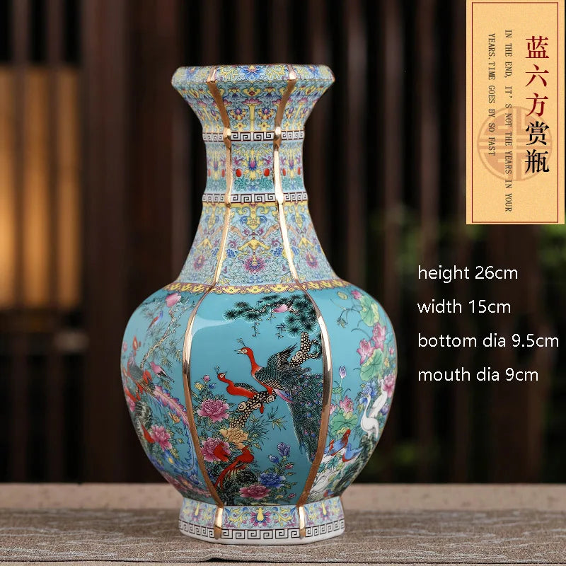 Jingdezhen Enamel Porcelain Square Vase – Chinese Collectible Decorative Piece