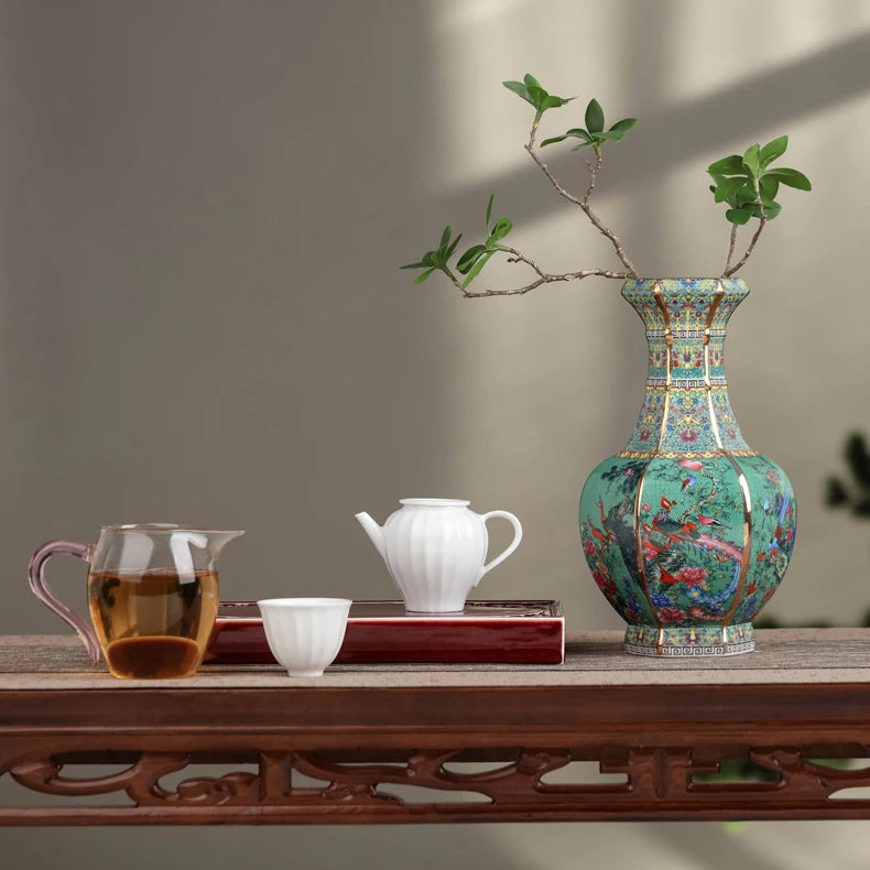 Jingdezhen Enamel Porcelain Square Vase – Chinese Collectible Decorative Piece