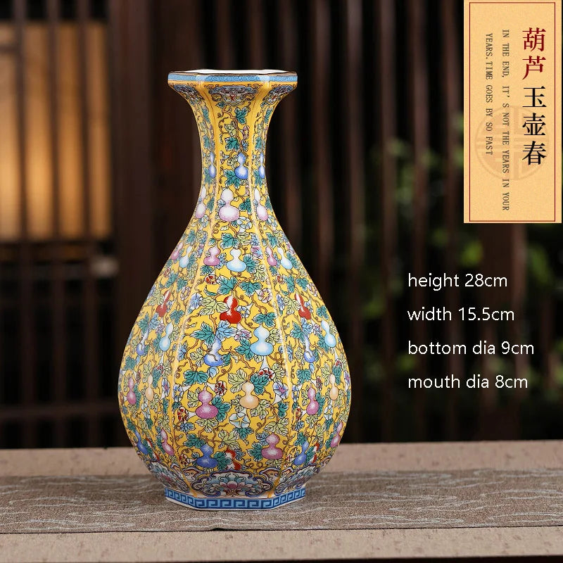 Jingdezhen Enamel Porcelain Square Vase – Chinese Collectible Decorative Piece