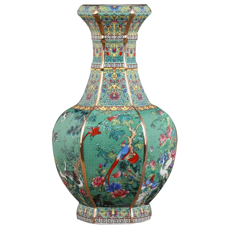 Jingdezhen Enamel Porcelain Square Vase – Chinese Collectible Decorative Piece