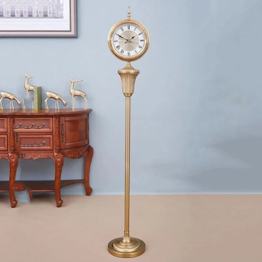 Antique Style Silent Floor Clock — Retro European Standing Clock for Living Room