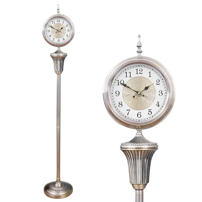 Antique Style Silent Floor Clock — Retro European Standing Clock for Living Room