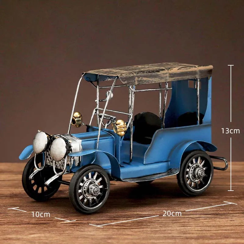 Retro Tin Antique Car Model — Vintage Wind-Up Desktop Ornament & Kids Gift