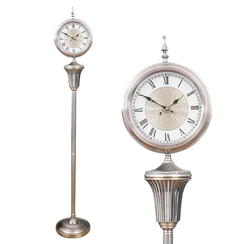 Antique Style Silent Floor Clock — Retro European Standing Clock for Living Room