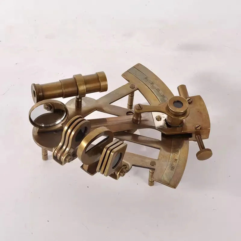 Pure Copper Antique Sextant Model — Nautical Desktop Ornament & Photography Prop