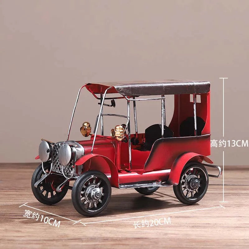 Retro Tin Antique Car Model — Vintage Wind-Up Desktop Ornament & Kids Gift