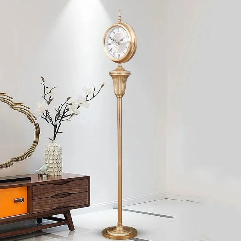 Antique Style Silent Floor Clock — Retro European Standing Clock for Living Room