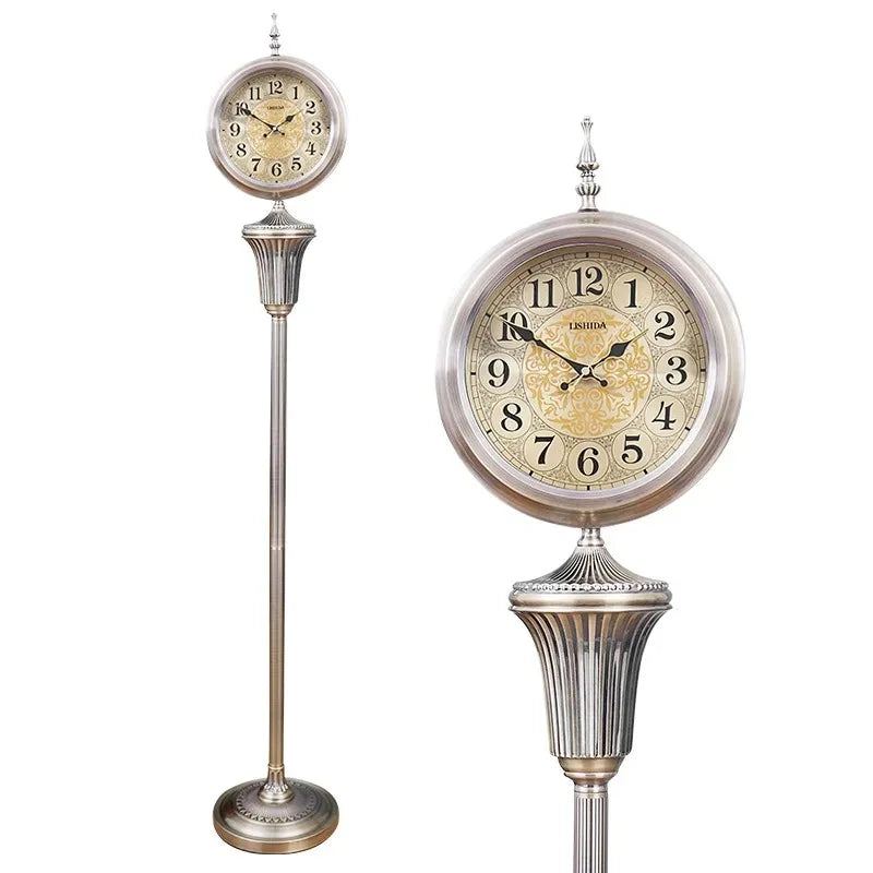 Antique Style Silent Floor Clock — Retro European Standing Clock for Living Room