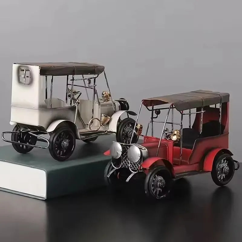 Retro Tin Antique Car Model — Vintage Wind-Up Desktop Ornament & Kids Gift