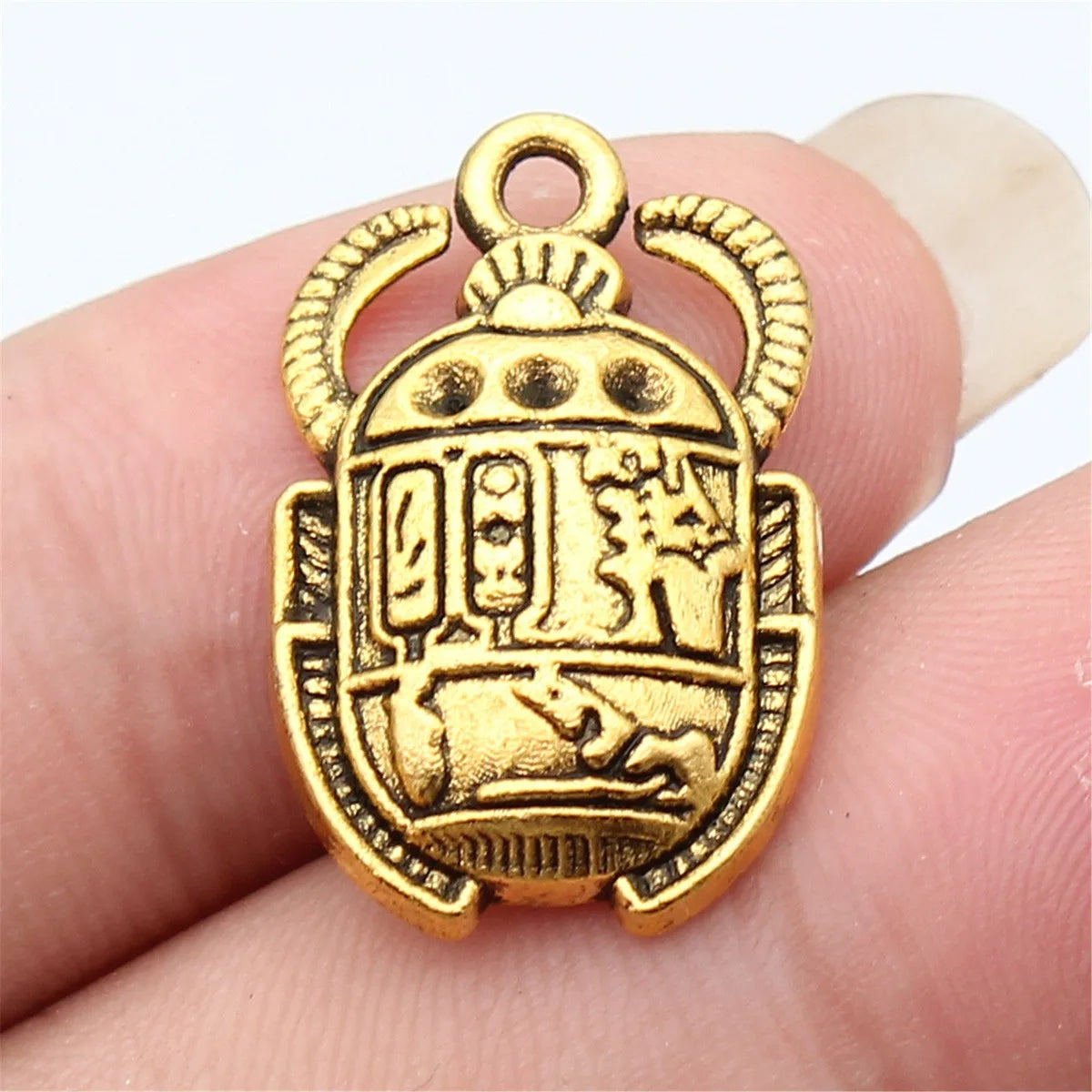 Ancient Egyptian Scarab Charms – Pack of 10 Zinc Alloy Pendants (25x16mm)