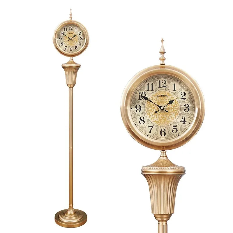 Antique Style Silent Floor Clock — Retro European Standing Clock for Living Room