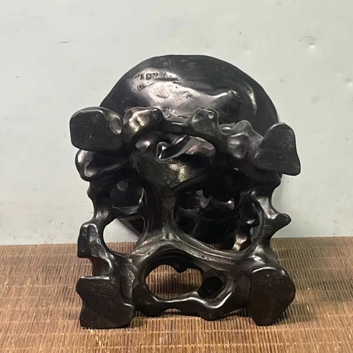 Antique Ebony Wood Display Stand Base — For Miniatures, Vases & Figurines