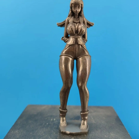Antiqued Brass Anime Girl Miniature Figurine — Collectible Desktop Ornament