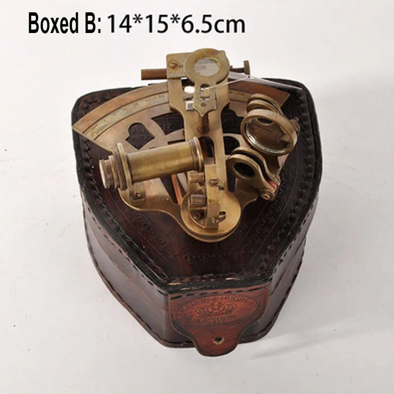 Pure Copper Antique Sextant Model — Nautical Desktop Ornament & Photography Prop