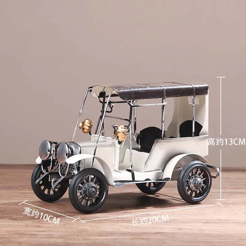 Retro Tin Antique Car Model — Vintage Wind-Up Desktop Ornament & Kids Gift