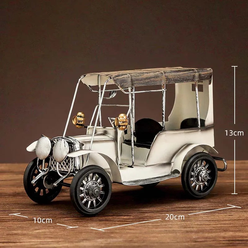 Retro Tin Antique Car Model — Vintage Wind-Up Desktop Ornament & Kids Gift