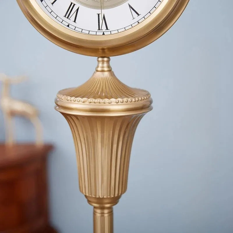 Antique Style Silent Floor Clock — Retro European Standing Clock for Living Room
