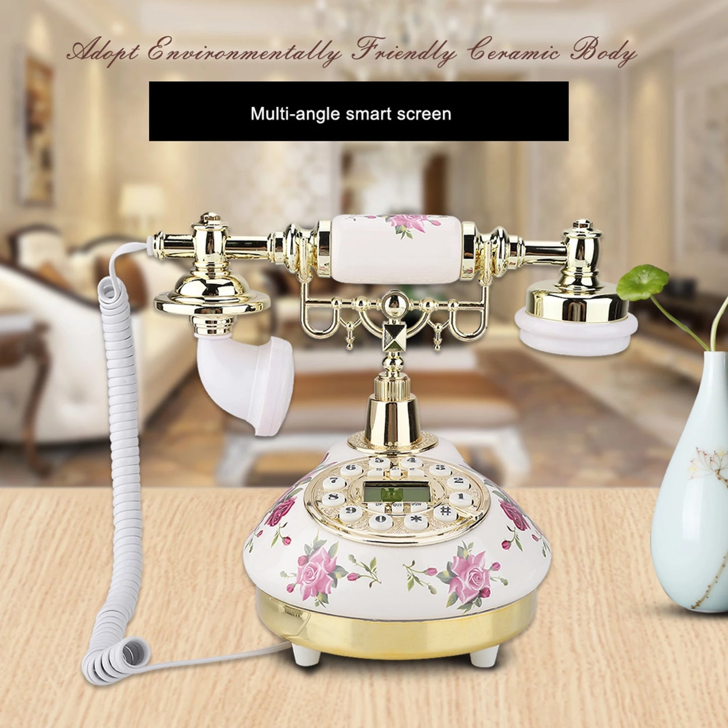 Antique Telephone MS-9101 — Vintage Retro Ceramic Phone for Home Decor