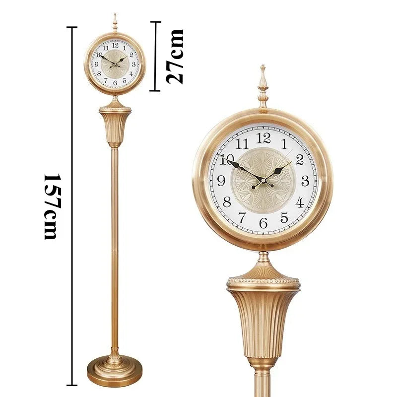 Antique Style Silent Floor Clock — Retro European Standing Clock for Living Room