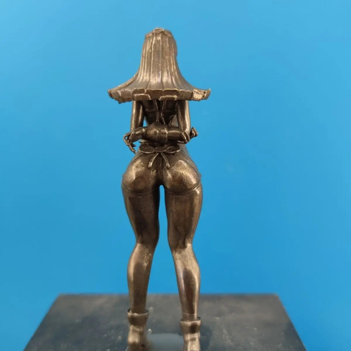 Antiqued Brass Anime Girl Miniature Figurine — Collectible Desktop Ornament