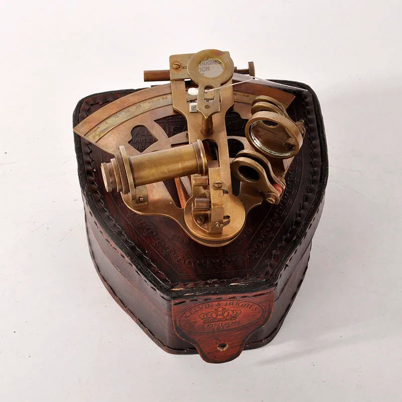 Pure Copper Antique Sextant Model — Nautical Desktop Ornament & Photography Prop