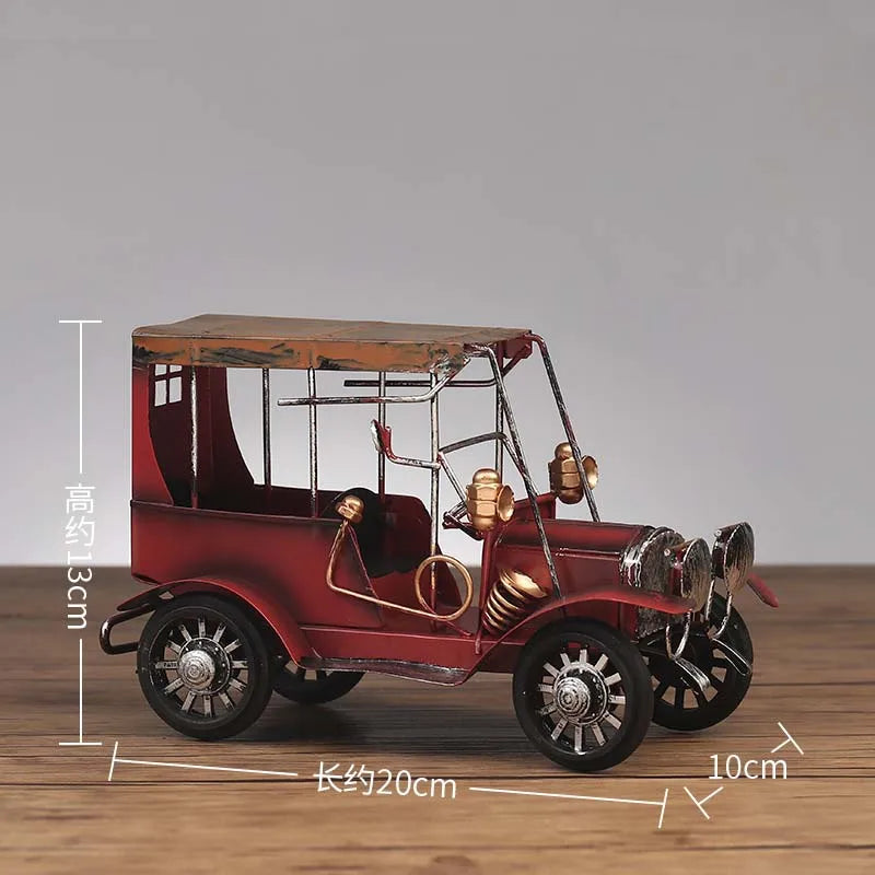 Retro Tin Antique Car Model — Vintage Wind-Up Desktop Ornament & Kids Gift