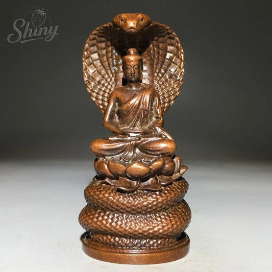 Metal Buddha Statue with Naga – Buddhist Sculpture for Home Shrine