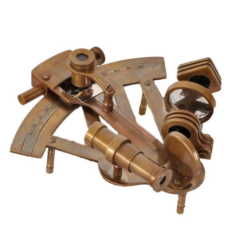 Pure Copper Antique Sextant Model — Nautical Desktop Ornament & Photography Prop