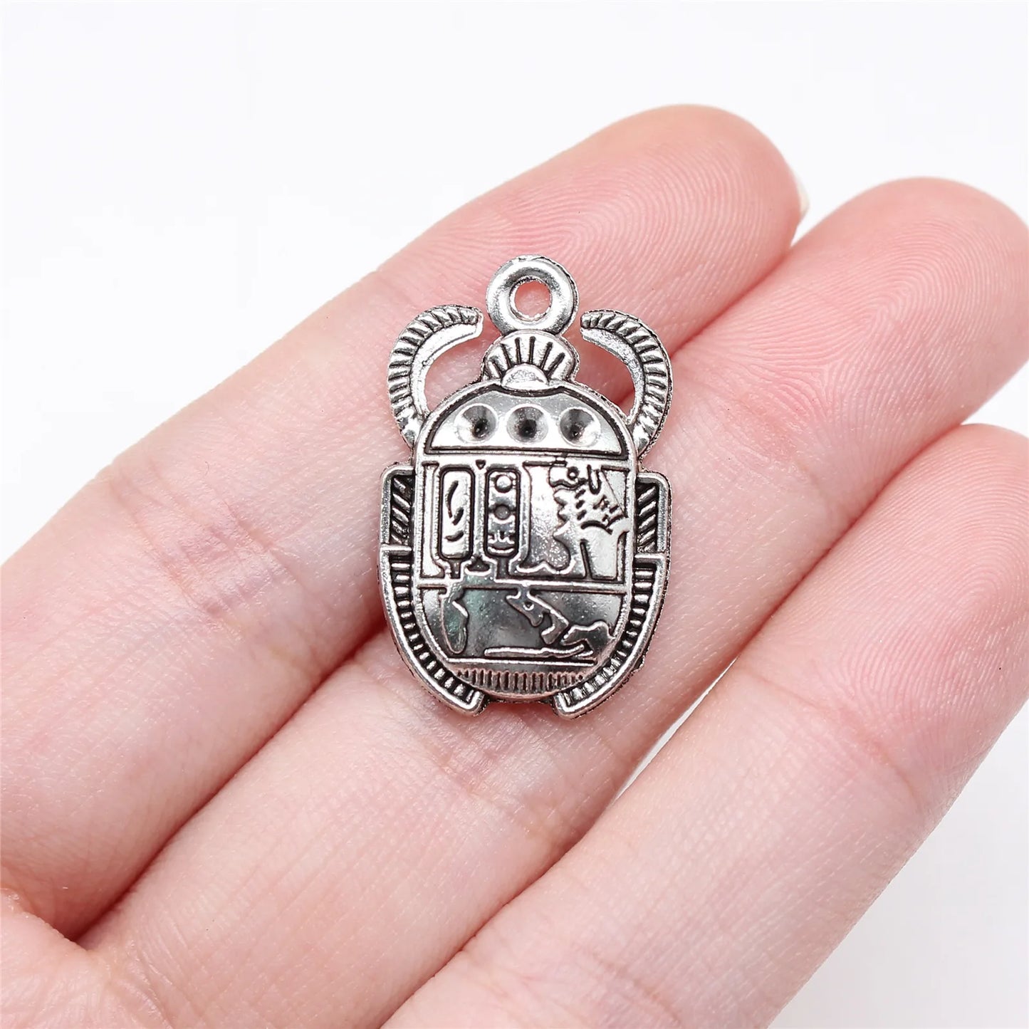 Ancient Egyptian Scarab Charms – Pack of 10 Zinc Alloy Pendants (25x16mm)