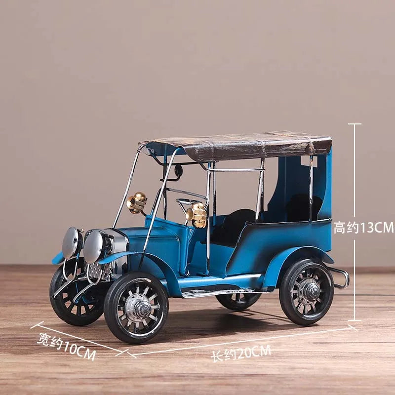 Retro Tin Antique Car Model — Vintage Wind-Up Desktop Ornament & Kids Gift