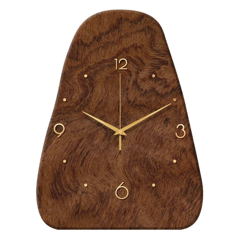 Wood Grain Geometric Silent Table and Wall Clock – Dual-Use Desk Clock